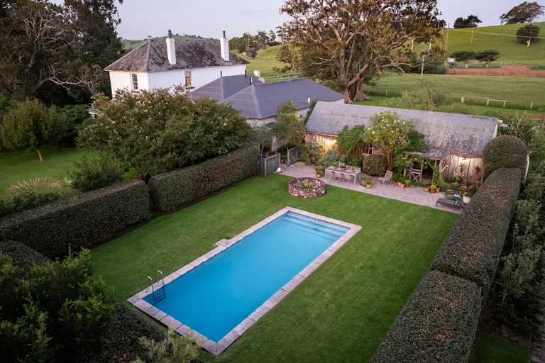 The hedged pool garden at Terragong from above